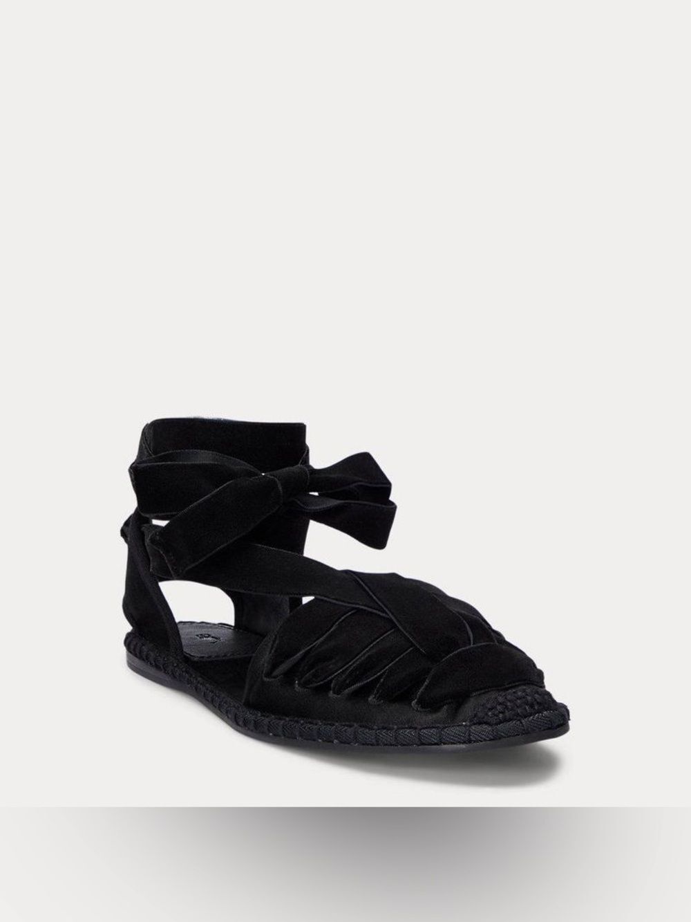 Polo Ralph Lauren Satin Lace-Up Espadrille Black Lace-Up Flats Size 9 - SB9